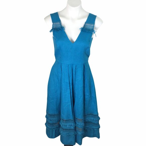 BELLE BADGLEY MISCHKA A-Line Fit & Flare ELLA Linen Dress Size 2 NWT - Picture 1 of 9